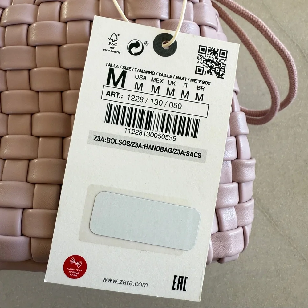 NWT Zara Girls Mauve Woven Crossbody Mini Bag Drawstring Braided Strap